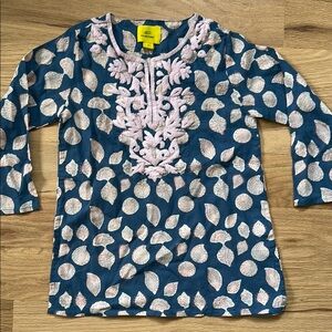 NWOT! Roller Rabbit blue and pink block print tunic, girls size 2T